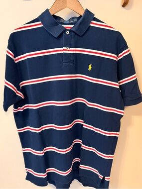 Ralph Lauren Navy Polo with Red and White Stripes